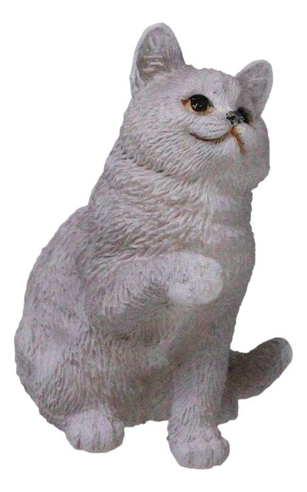 Realistic Feline British Shorthair Grey Kitty Cat Kitten Pawing Mini Figurine
