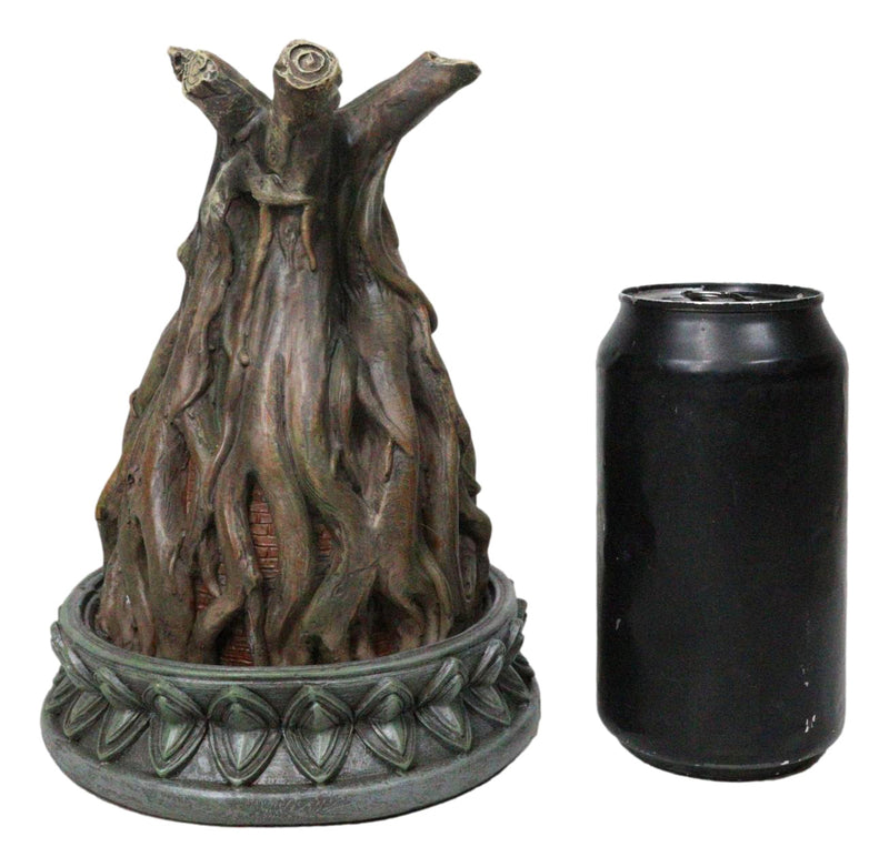 Amitabha Buddha Meditating Inside Tree Trunk Backflow Incense Burner Figurine