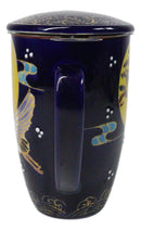 Blue Moon Japanese Crane 15oz Porcelain Tea Mug With Lid Stainless Steel Infuser