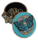 Turquoise And Gold Scrollwork Death Moth Skull Decorative Trinket Jewelry Box