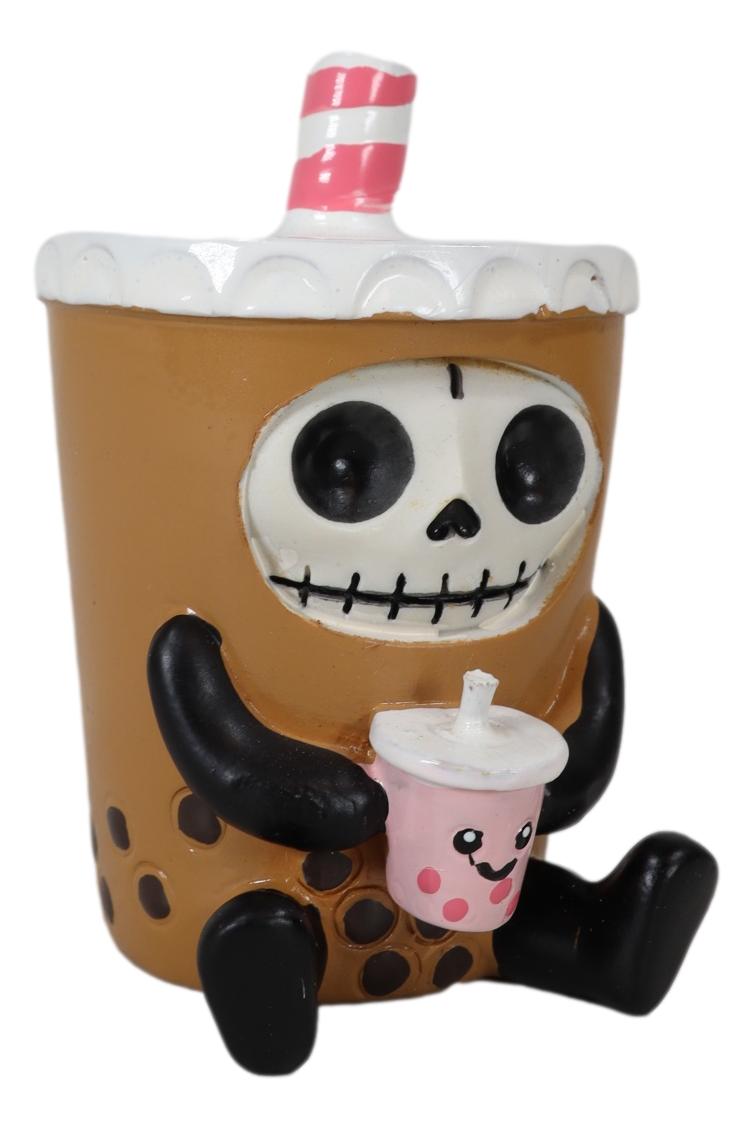 Furrybones Bobby The Bubble Tea Drink Boba Pearls Skeleton Furry Bone Figurine - Ebros Gift