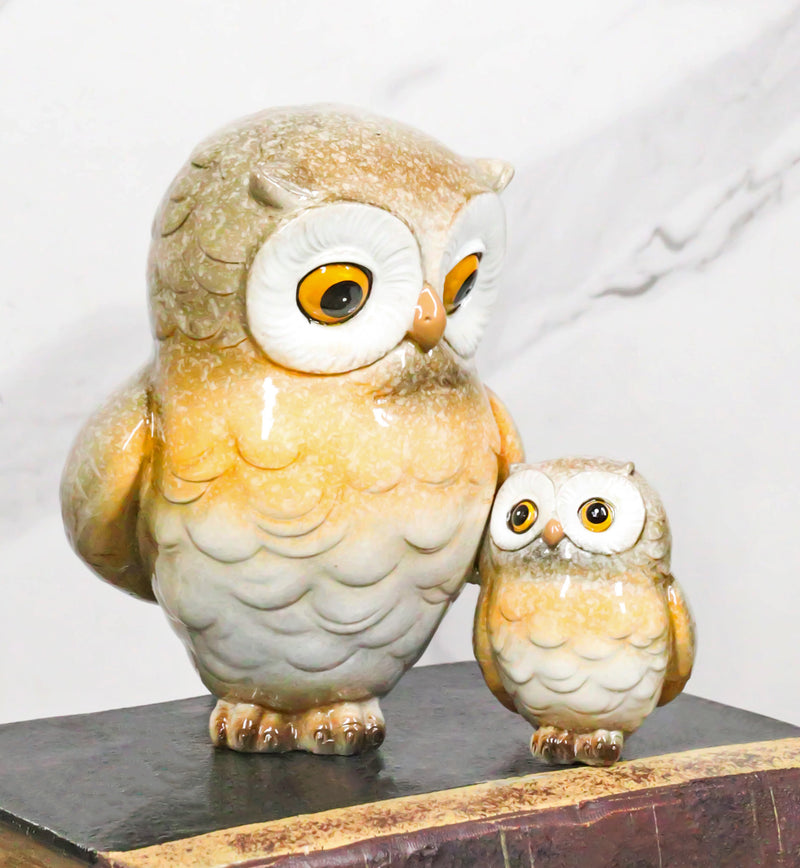 Forest Wisdom Tales Whimsical Mother Owl And Baby Owlet Family Figurine