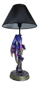 Purple Iridescent Dragon With Silver Celtic Knot High Cross Crystal Table Lamp