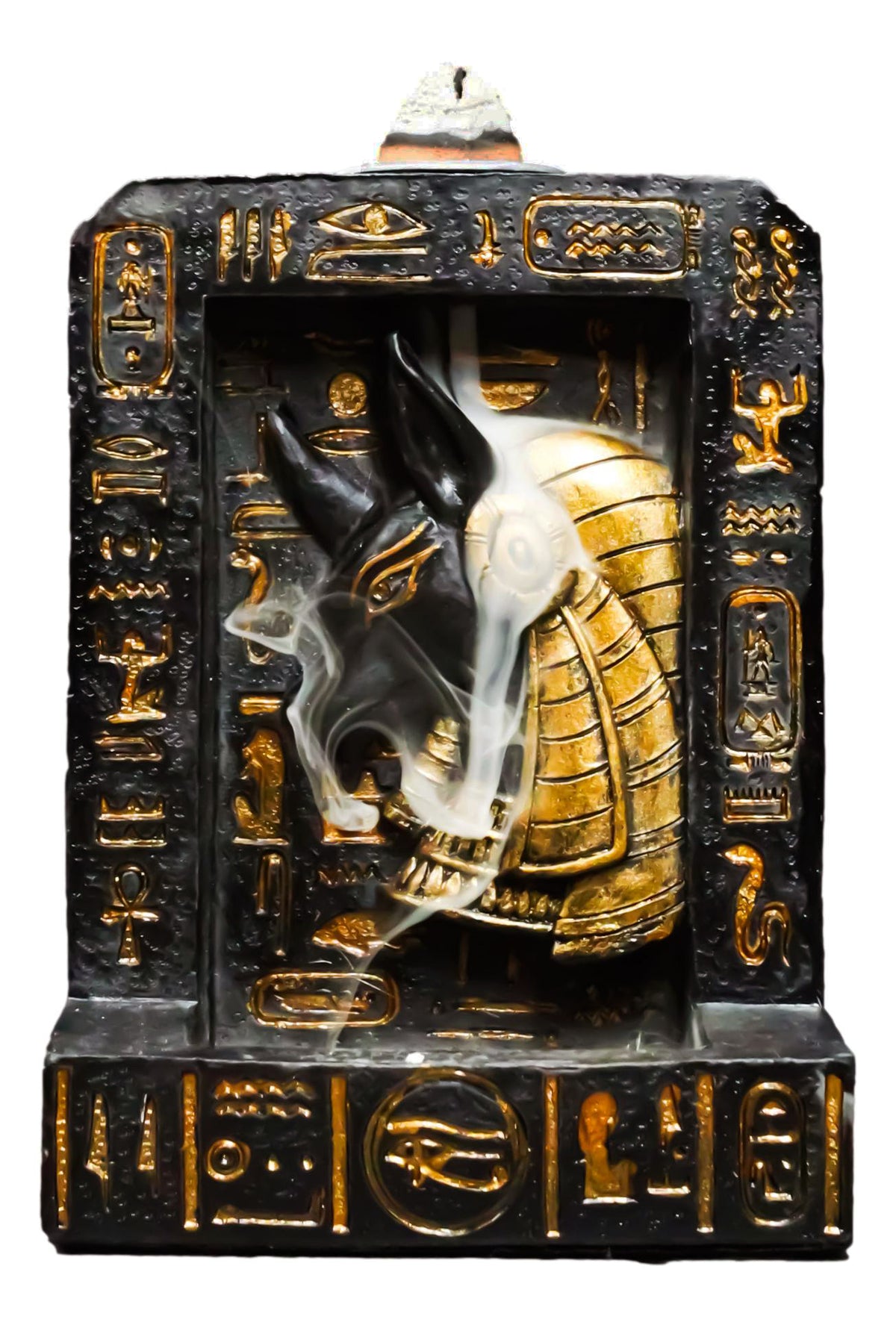 Egyptian God of The Dead Anubis Hieroglyphs Backflow Incense Burner Figurine - Ebros Gift