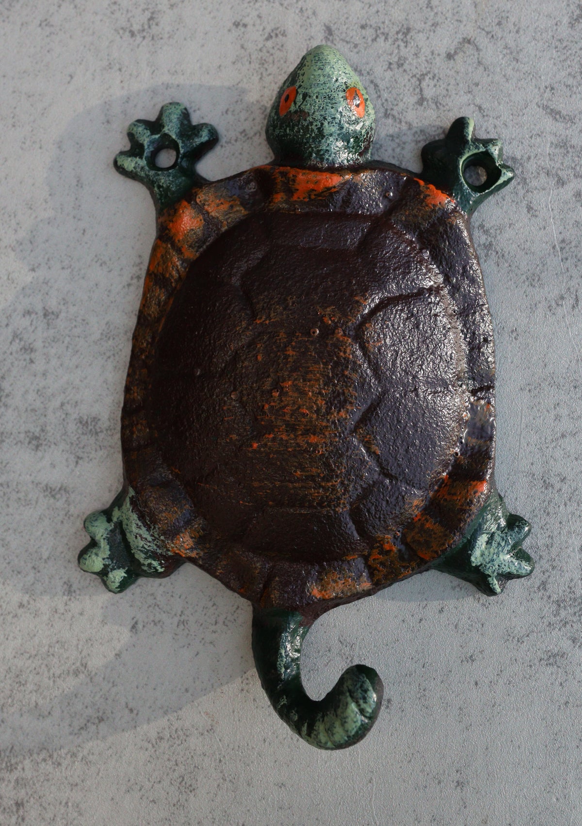 Nautical Sea Turtle Tortoise Cast Iron Rustic Verdigris Wall Hooks Set Of 2