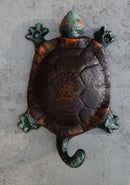 Nautical Sea Turtle Tortoise Cast Iron Rustic Verdigris Wall Hooks Set Of 2