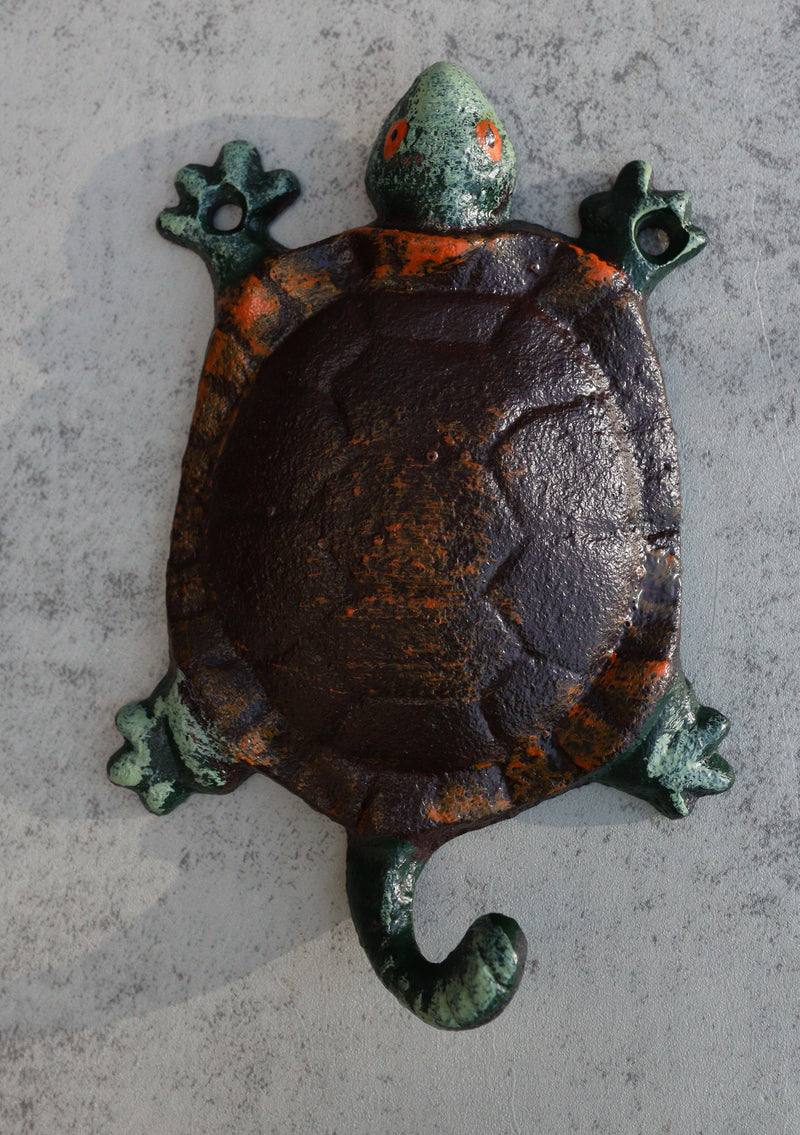 Nautical Sea Turtle Tortoise Cast Iron Rustic Verdigris Wall Hooks