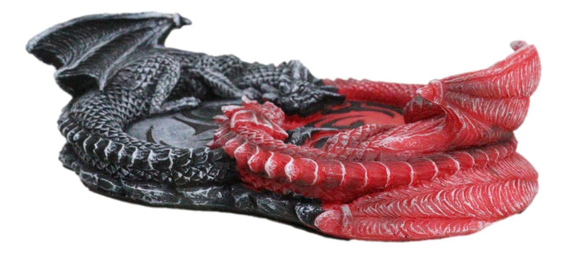 Auspicious Infinity Red And Black Unity Dragons Decorative Incense Burner Holder