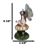 Whimsical Enchanted Garden Butterfly Fairy Sitting On Wild Mushroom Figurine