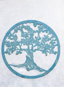 Blue 24"D Oversized Round Celtic Tree of Life Medallion Metal Wall Circle Plaque