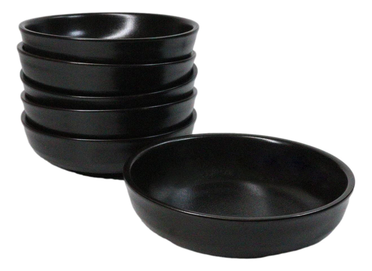 Pack Of 6 Kokuyo Black Ceramic Collection Shallow Bowl Or Deep Plates 10oz