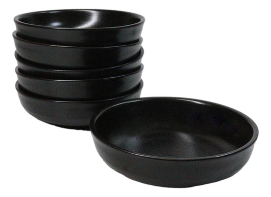 Pack Of 6 Kokuyo Black Ceramic Collection Shallow Bowl Or Deep Plates 10oz