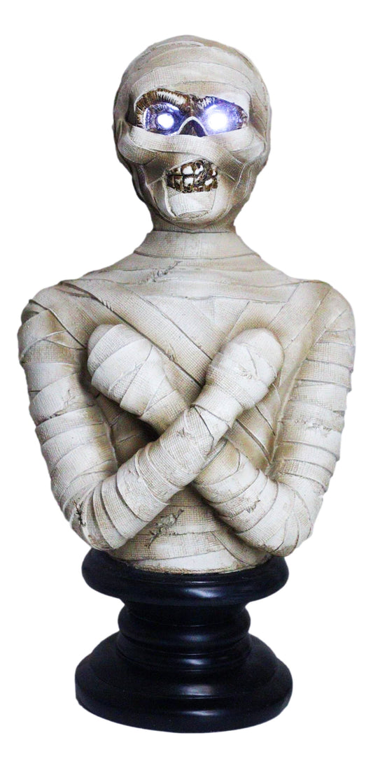 Egyptian King Tut Corpse Mummy Sarcophagus Bust Figurine With LED Light Up Eyes