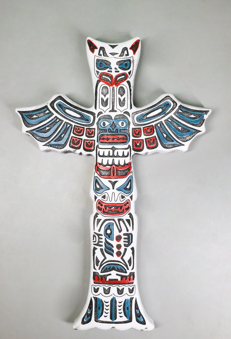 Tribal Native Indigenous Tiki Animal Totem Pole Wall Cross Decor Plaque