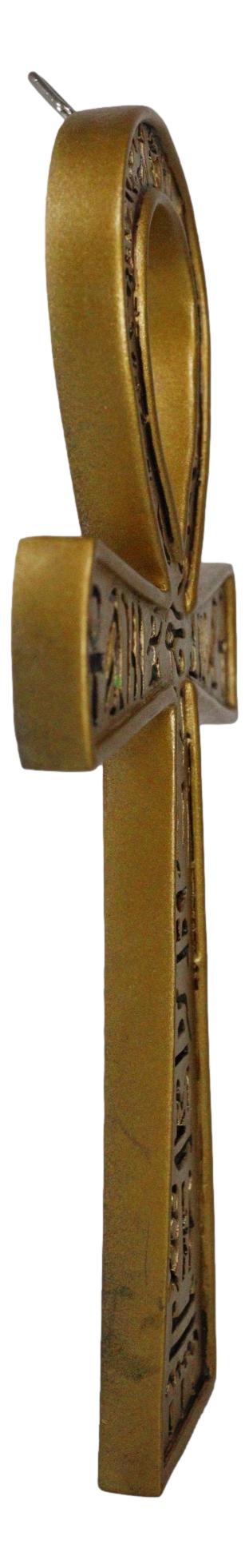 Ebros Small Crux Ansata Egyptian Golden Ankh Wall Decor Figurine 7.25"H