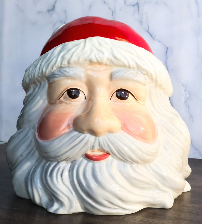 Whimsical North Pole Jolly Santa Claus Christmas Ceramic Cookie Jar Figurine