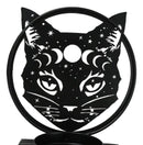 Wicca Phases of The Moon Celestial Black Cat Metal Votive T-Lite Candle Holder