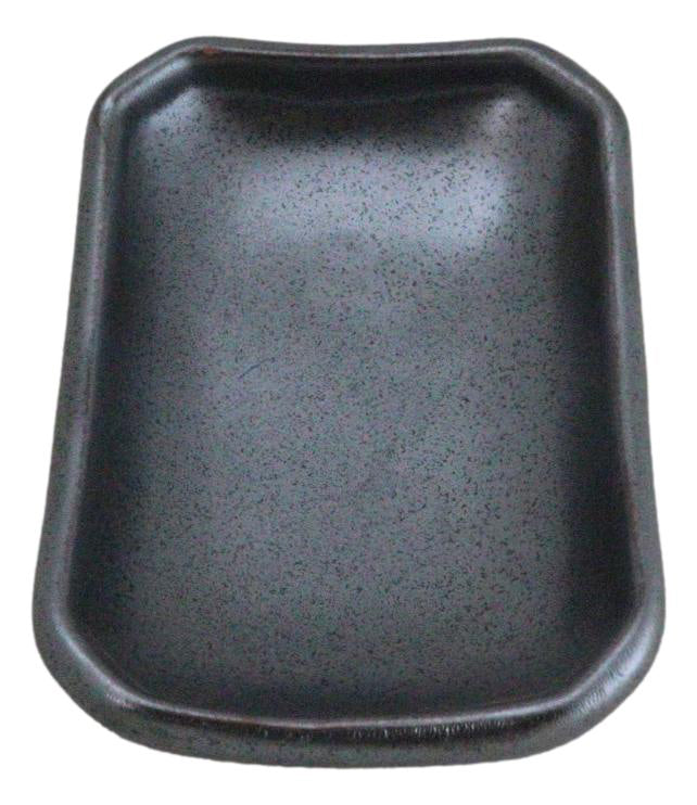 Pack Of 6 Ceramic Black Tetsu Kesho Soy Sauce Oil Condiment Rectangular Dishes