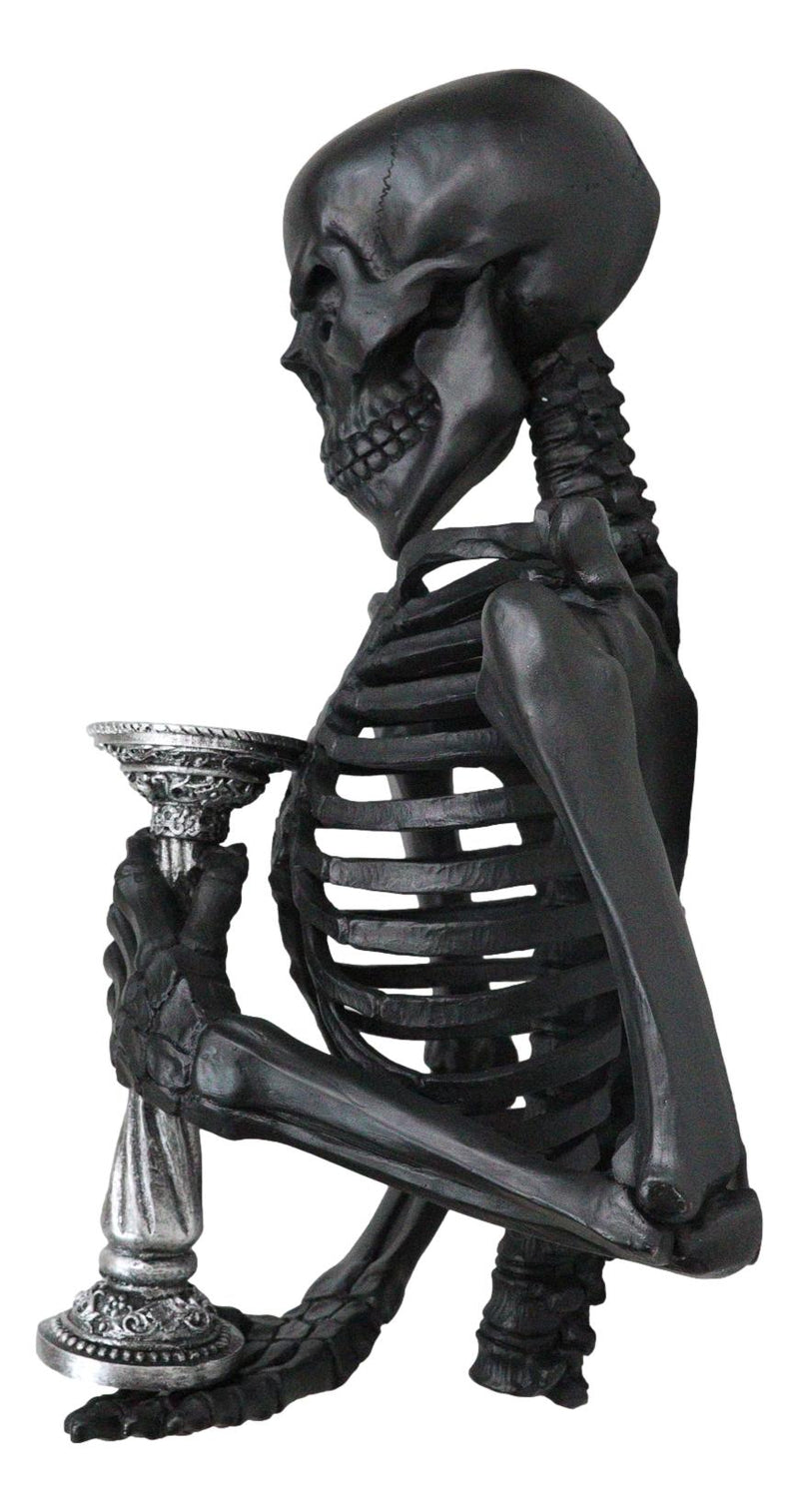 De Mortuis Hallow Impaled Grinning Bone Skeleton Wall Candleholder Sculpture 18"