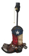 Rustic Western Patriotic Texas Flag Horseshoes Cowboy Spur Boots Table Lamp 19"H
