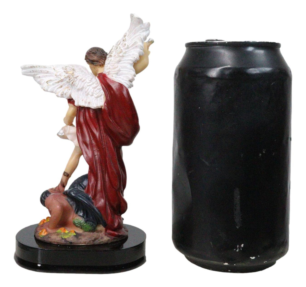 Archangel Saint Michael Wielding Sword Crushing Satan Figurine With Name Base - Ebros Gift