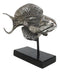 Nautical Marine Silver Tone Anthias Fish Sculpture With Museum Pole Stand Decor