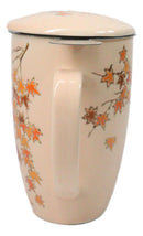 Momiji Maple Leaves 15oz Porcelain Tea Mug With Lid Stainless Steel Infuser