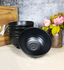 Pack Of 6 Modern Ridged Matte Black Melamine Deep Ramen Soup Pasta Bowls 46oz