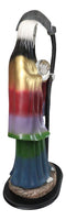 Large 2 Feet Tall Holy Death Santa Muerte Holding Scythe In Rainbow Robe Statue