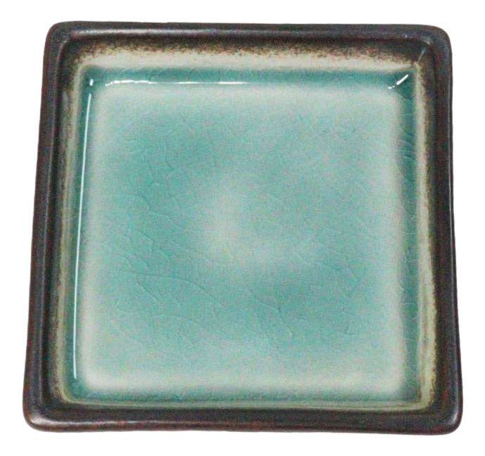 Set Of 6 Midori Kannyu Crackle Green Ceramic Square Condiment Sauce Dishes 2oz
