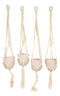 Set of 4 Decorative Cotton Frill Macrame Hanger Planter Clay Pots Wall Decor