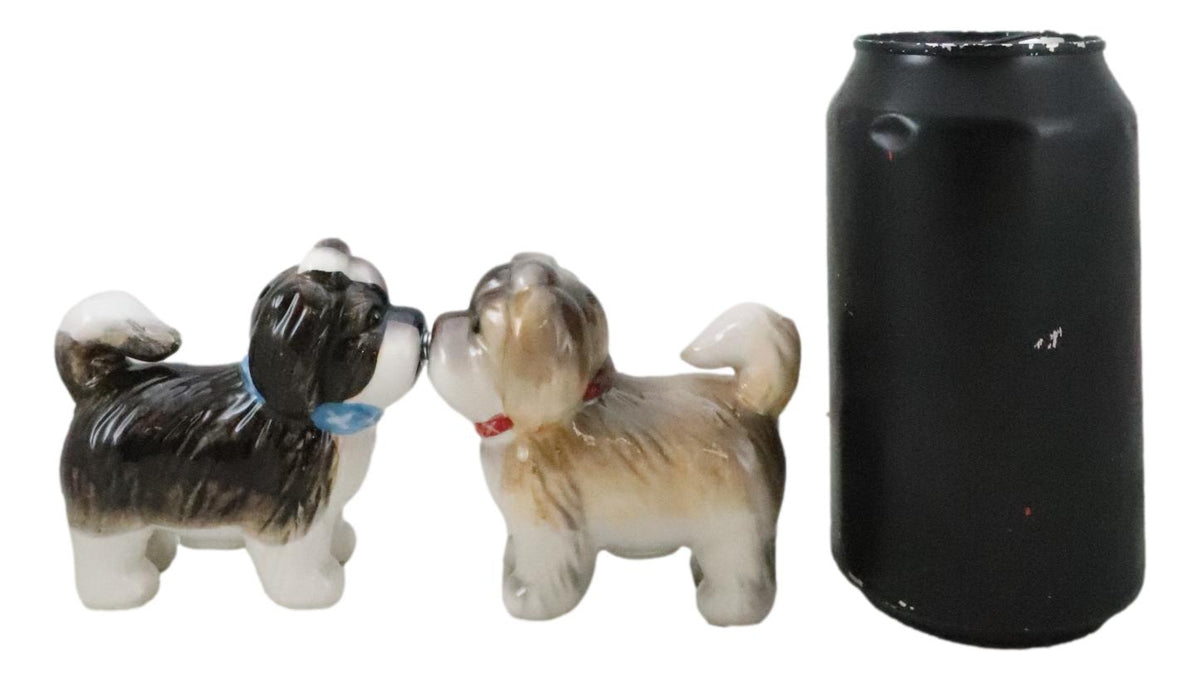 Animated Puppy Dog Shih Tzu Kitchen Salt And Pepper Shakers Ceramic Figurine Set - Ebros Gift