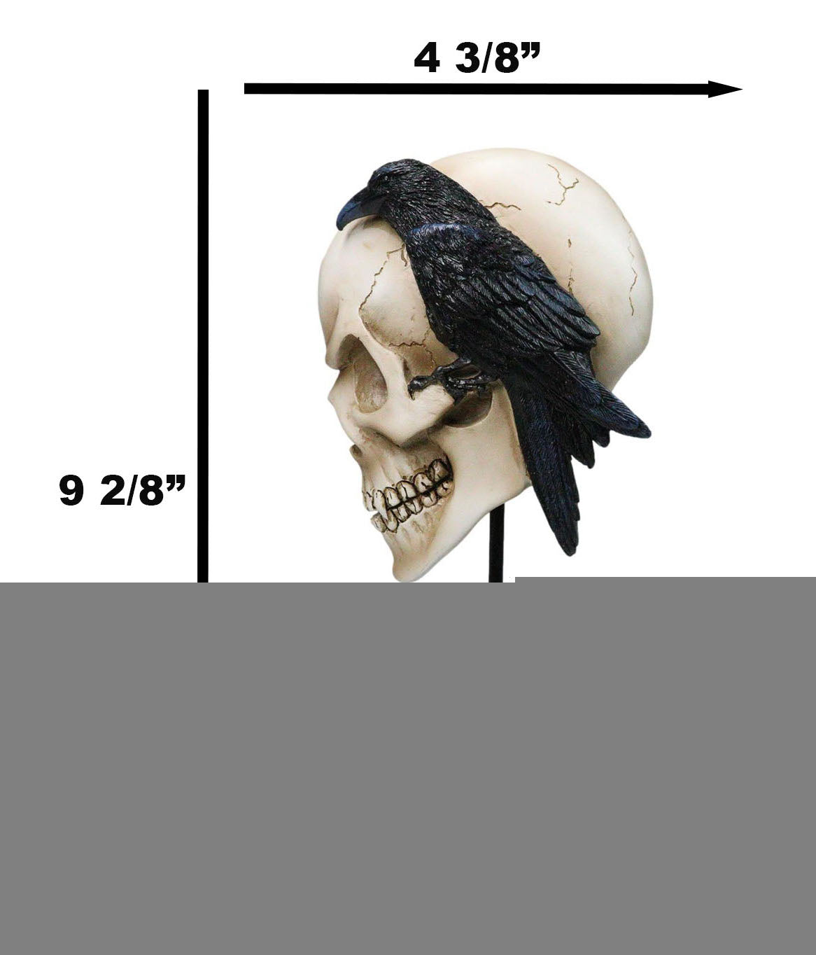 Poe's Raven Nevermore Skull Masque Ornament On Pole Stand Or Wall Sculpture