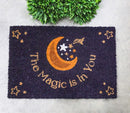 The Magic is in You Moon and Stars Wicca Coir Coconut Fiber Floor Mat Doormat