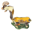 Brown Great Horned Ram Sheep Pewter Austrian Crystals Trinket Jewelry Box