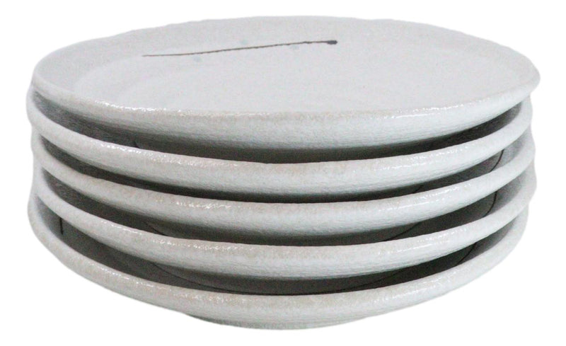Pack Of 5 Ceramic Yukino Hana Collection Porcelain Round Dinner Plates 8.75" D