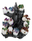 Medieval 12 Mini Dragons In Eggs On Mountain Stonewall Castle Display Stand Set