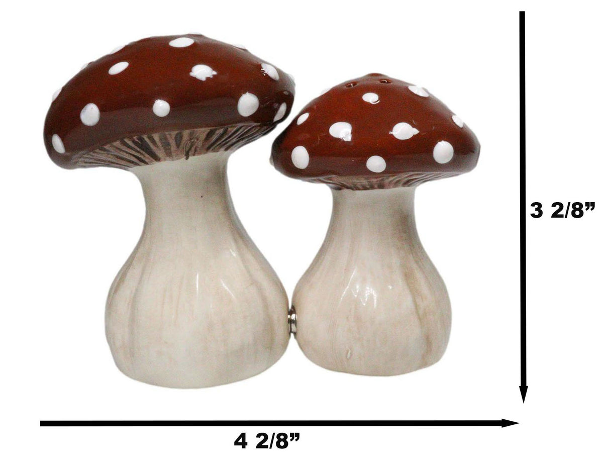 Wild Red With White Polkadots Toadstool Mushrooms Fungi Salt And Pepper Shakers