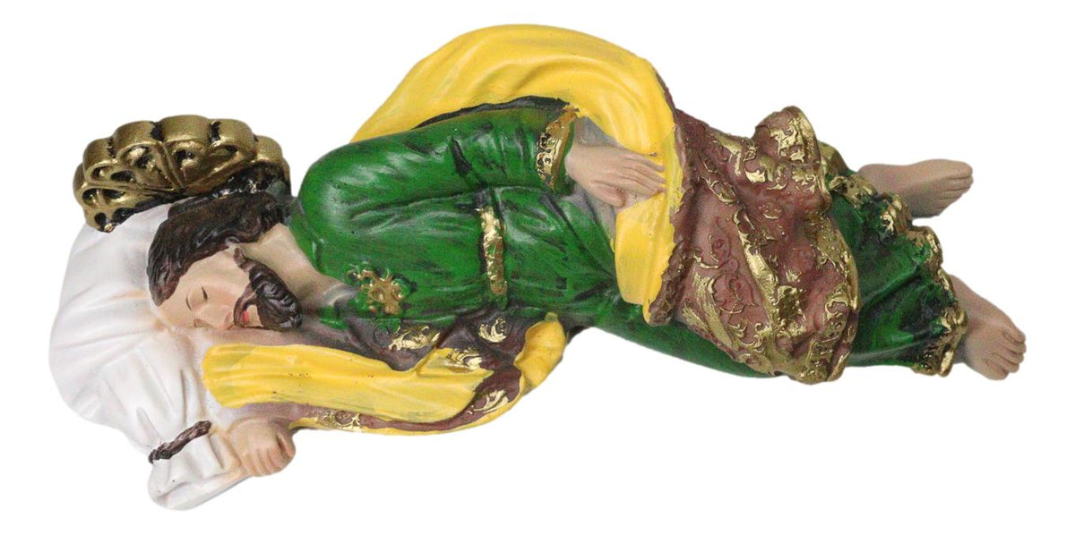 God's Revelations Sleeping Saint Joseph Catholic Devotion Decor Figurine 8"L - Ebros Gift