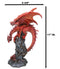 Wizard Fantasy Red Volcanic Dragon Perching On Rune Stone Tower Rock Figurine