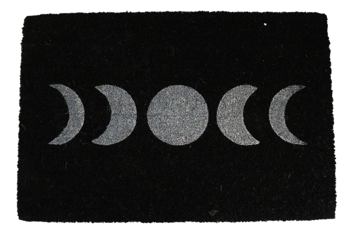 Moon Phase Triple Moon Goddess Black Coir Coconut Fiber Floor Mat Doormat