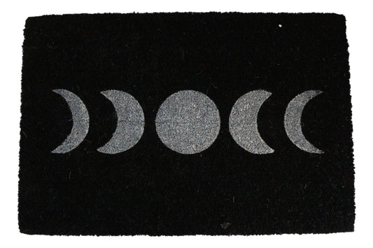 Moon Phase Triple Moon Goddess Black Coir Coconut Fiber Floor Mat Doormat