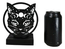 Wicca Phases of The Moon Celestial Black Cat Metal Votive T-Lite Candle Holder