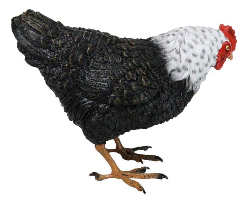 Rustic Western Country Iowa Blue Spotted White Breast Rooster Chicken Figurine