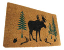 Rustic Western Moose Deer Scenic Pine Forest Coir Fiber Floor Mat Doormat 30X18