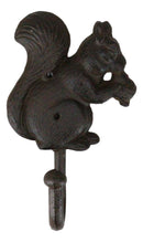 Rustic Western Cast Iron Tree Squirrel With Acorns Wall Coat Hooks Sculpture