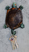 Nautical Sea Turtle Tortoise Cast Iron Rustic Verdigris Wall Hooks Set Of 2