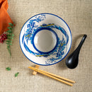 Great Wave Of Kanagawa Ceramic Ramen Bowl Soup Spoon Chopsticks And Rest Set