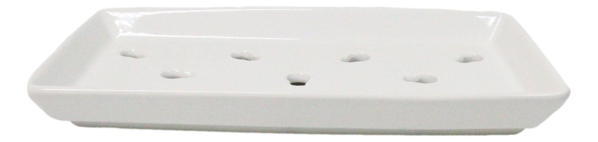 Pack Of 6 Ceramic White Neta Zara Sushi Case Plates With Drip Holes 8" By 4"