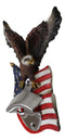 Patriotic USA Freedom Bald Eagle Perching On American Flag Wall Bottle Opener